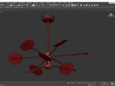 Black and Gold Sputnik Postmodern LED Acrylic Suspension Light Low-poly 3D model