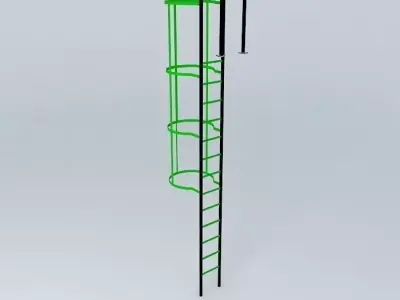 Ladder with safety railing Free 3D model
