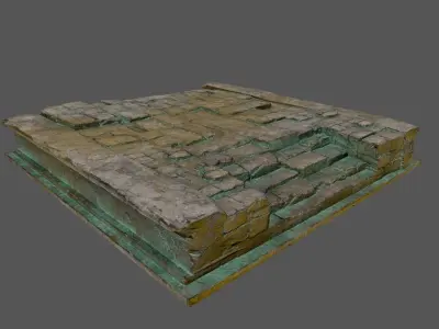Stairs brick wall Low-poly 3D model purchase