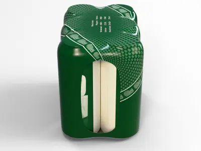 Model of 6x 500ml cans in a plastic shrinkwrap 3D model