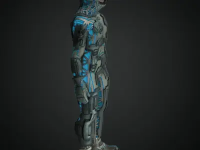 Rigged Man Cyberpunk Character Low-poly 3D model