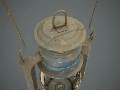 Old Rusty Oil Lantern Low-poly 3D model