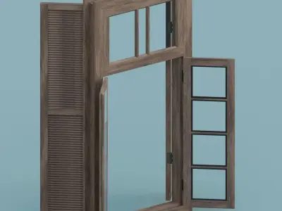 Wood Window Low-poly 3D model