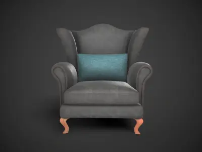 Wingback Chairs 010 Low-poly 3D model