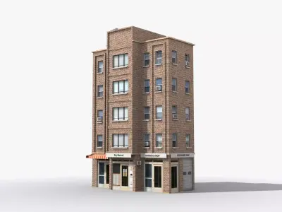 Apartment Building x33 Low-poly 3D model