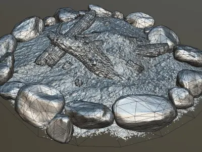 Campfire UE4-Ready Low-poly 3D model