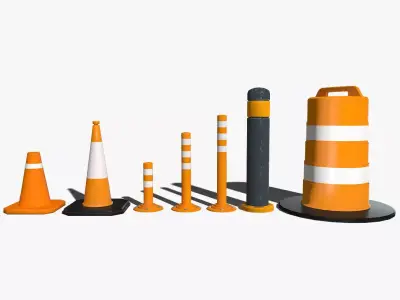 Road Traffic Cones Low-poly  Low-poly 3D model