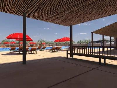 Pool exterior Low-poly 3D model