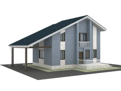Cottage with garage  3D model
