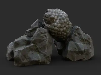 Rock Buddha 1001 - Grey Jagged Stone Low-poly 3D model