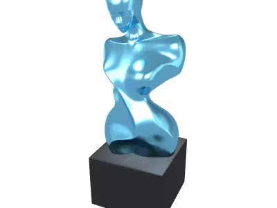 Abstract Woman Half Body Shape Sculpture v2 005 Low-poly 3D model