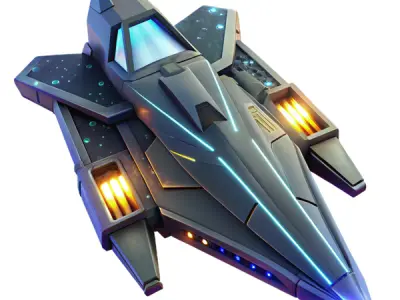 cartoon styled sci-fi spaceships pack Low-poly 3D model