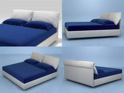 Nathalie four different beds with bedding 3D model