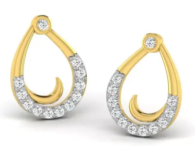 Gold Diamond Women Earring 3D print Model 3D print model 60