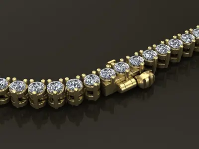 3-PRONG TENNIS DIAMOND NECKLACE LINK 2MM  3D print model