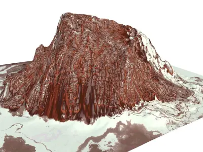 Red Snow ICE Mountain Canyon Desert Low Poly Terrain Rock 5 Low-poly 3D model