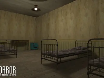 Horror - modular interiror and props Low-poly 3D model