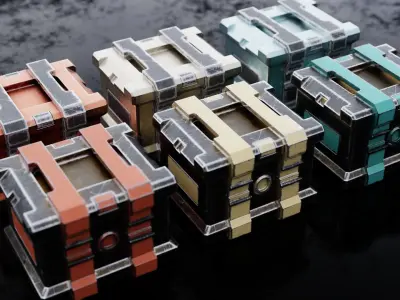 Sci fi Crates Low-poly 3D model