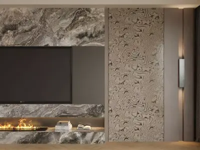 modern luxurious living room feature wall 3D model