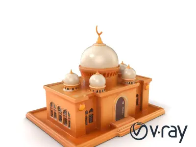 Stylized Mosque Dome Crescent model pack Low-poly 3D model