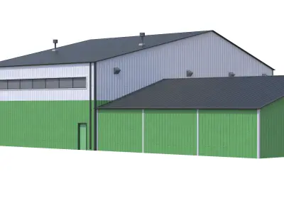 Industrial Building 9 Green Low-poly 3D model