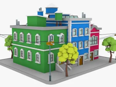 LowPoly City Block04 Low-poly 3D model