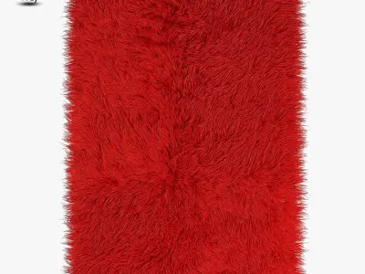 Red carpet with long pile 3D model