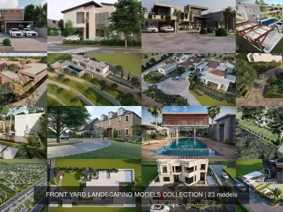 FRONT YARD LANDSCAPING MODELS COLLECTION 3D Model Pack