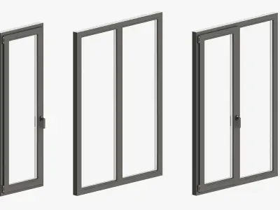 Modern style windows and glass entrance doors 3D model