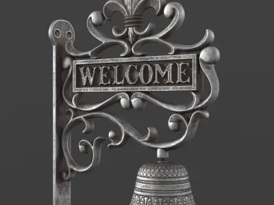Garden Hanging Door Bell with Welcome 3D model