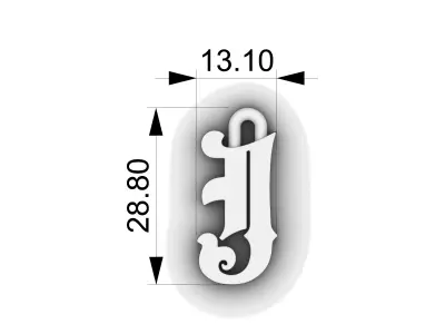 Gothic Letter J Pedant 3D print model