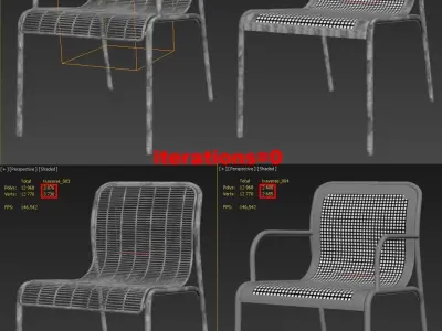 4 types of the chair for the cafe cityscape landscape exterior 3D model