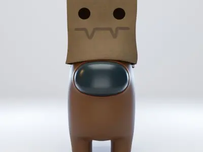 Among Us Spooky Paper Bag Character 3D model