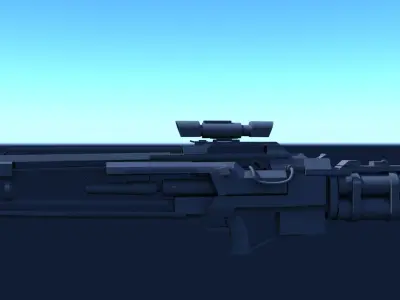 Sci-fi high poly game ready Gun Low-poly 3D model