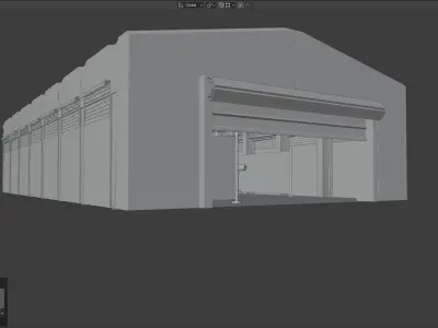 warehouse with studio lights setup  Low-poly 3D model