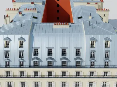 Paris City Building Rivoli Low-poly 3D model