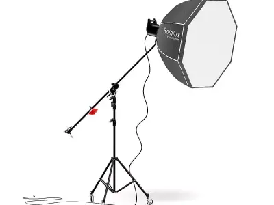 Studio Boom Arm with Softbox 3D Model 3D model