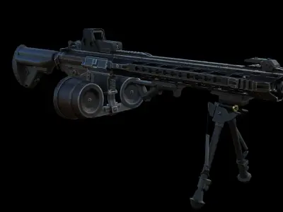 Modular Combat Rifle-Squad Automatic Weapon Variant  Low-poly 3D model