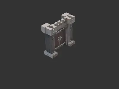 Iron Riveted Castle Gate Low-poly 3D model