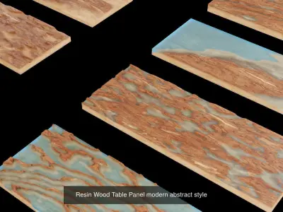 BUNDLE Resin Wood Table Panel modern style 3D Model Pack