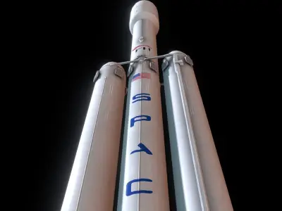 SpaceX Falcon Heavy  Low-poly 3D model