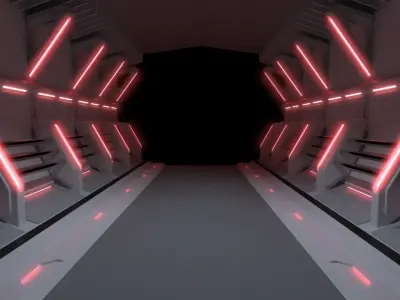 Neon scifi spaceship studio scene background 3D model