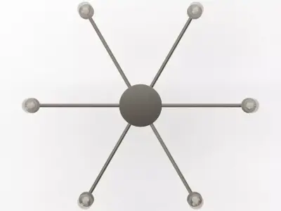 Modern Dunne Wide 6-Light Linear Chandelier - Matte Black Low-poly 3D model