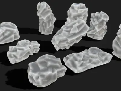 Mountain ice Rocks - PBR Pack 13 Low-poly 3D model