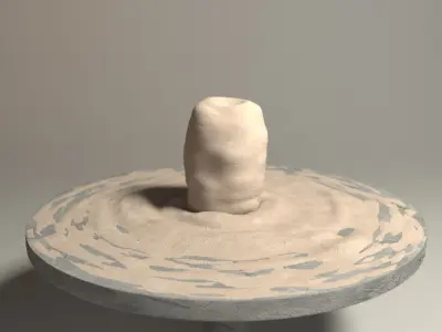 Flan porcelain clay bowl formed animation 3D model