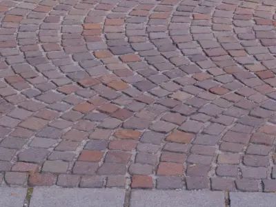 Cobblestones sidewalk high-poly 3D model