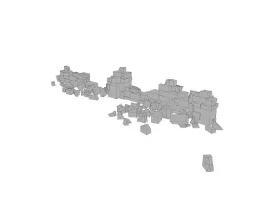 Ruined Brick Wall Low-poly 3D model