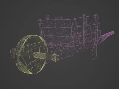 Wheelbarrow from Wood Low-poly 3D model