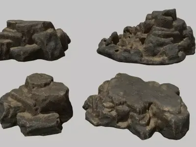 Rock Set Low-poly 3D model 10