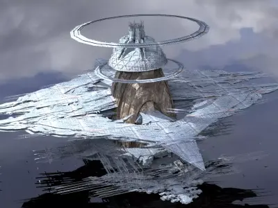 Frozen Ice shard Mountain landing arrays base 2 3D model